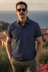 Barabas Wholesale Men's Solid Color Short Sleeve Stretch Polo Shirts 5P19 Navy