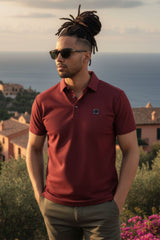 Barabas Wholesale Men's Solid Color Short Sleeve Stretch Polo Shirts 5P19 Red