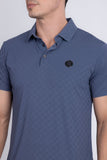 Barabas Wholesale Men's Solid Greek Key Short Sleeve Stretch Polo Shirts 5P21 Blue