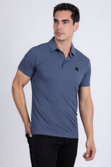 Barabas Wholesale Men's Solid Greek Key Short Sleeve Stretch Polo Shirts 5P21 Blue