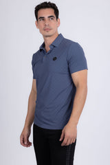 Barabas Wholesale Men's Solid Greek Key Short Sleeve Stretch Polo Shirts 5P21 Blue