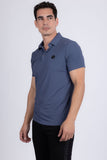 Barabas Wholesale Men's Solid Greek Key Short Sleeve Stretch Polo Shirts 5P21 Blue