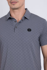 Barabas Wholesale Men's Solid Greek Key Short Sleeve Stretch Polo Shirts 5P21 Grey