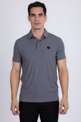 Barabas Wholesale Men's Solid Greek Key Short Sleeve Stretch Polo Shirts 5P21 Grey