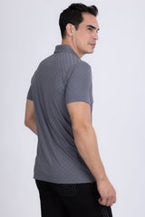 Barabas Wholesale Men's Solid Greek Key Short Sleeve Stretch Polo Shirts 5P21 Grey