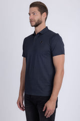 Barabas Wholesale Men's Geometric Premium Stretch Patterned Polo Shirts 5P22 Charcoal