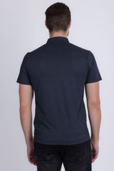 Barabas Wholesale Men's Geometric Premium Stretch Patterned Polo Shirts 5P22 Charcoal