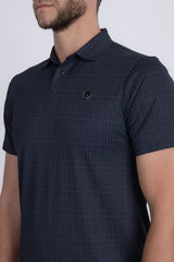 Barabas Wholesale Men's Geometric Premium Stretch Patterned Polo Shirts 5P22 Charcoal