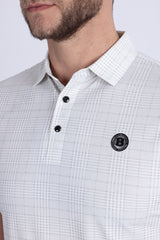 Barabas Wholesale Men's Geometric Premium Stretch Patterned Polo Shirts 5P22 White