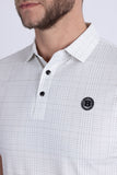 Barabas Wholesale Men's Geometric Premium Stretch Patterned Polo Shirts 5P22 White