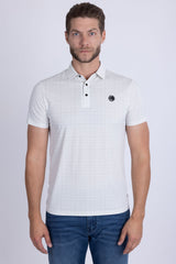 Barabas Wholesale Men's Geometric Premium Stretch Patterned Polo Shirts 5P22 White