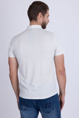 Barabas Wholesale Men's Geometric Premium Stretch Patterned Polo Shirts 5P22 White