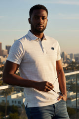 Barabas Wholesale Men's Geometric Premium Stretch Patterned Polo Shirts 5P22 White