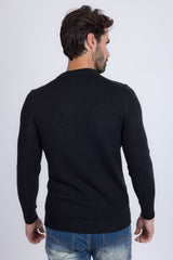 Barabas Men's Embroidered Medusa Stretch Sweater 5PLS01 Black