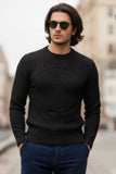 Barabas Men's Embroidered Medusa Stretch Sweater 5PLS01 Black