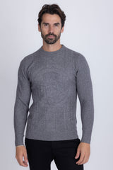 Barabas Wholesale Men's Embroidered Medusa Stretch Sweater 5PLS01 Charcoal