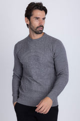 Barabas Wholesale Men's Embroidered Medusa Stretch Sweater 5PLS01 Charcoal