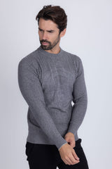 Barabas Wholesale Men's Embroidered Medusa Stretch Sweater 5PLS01 Charcoal