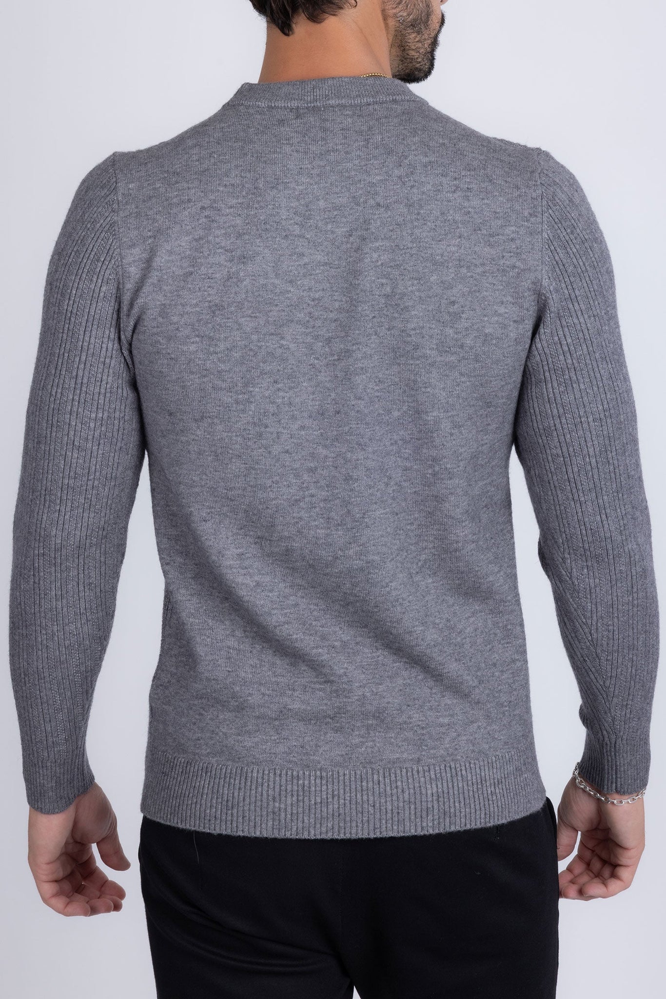 Barabas Wholesale Men's Embroidered Medusa Stretch Sweater 5PLS01 Charcoal