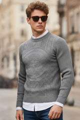 Barabas Men's Embroidered Medusa Stretch Sweater 5PLS01 Charcoal