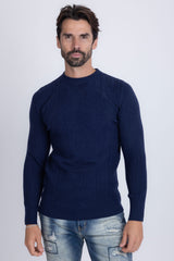 Barabas Wholesale Men's Embroidered Medusa Stretch Sweater 5PLS01 Navy
