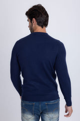 Barabas Wholesale Men's Embroidered Medusa Stretch Sweater 5PLS01 Navy