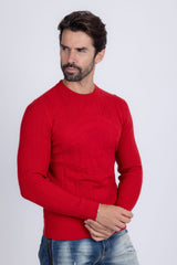 Barabas Wholesale Men's Embroidered Medusa Stretch Sweater 5PLS01 Red