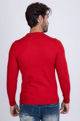 Barabas Wholesale Men's Embroidered Medusa Stretch Sweater 5PLS01 Red