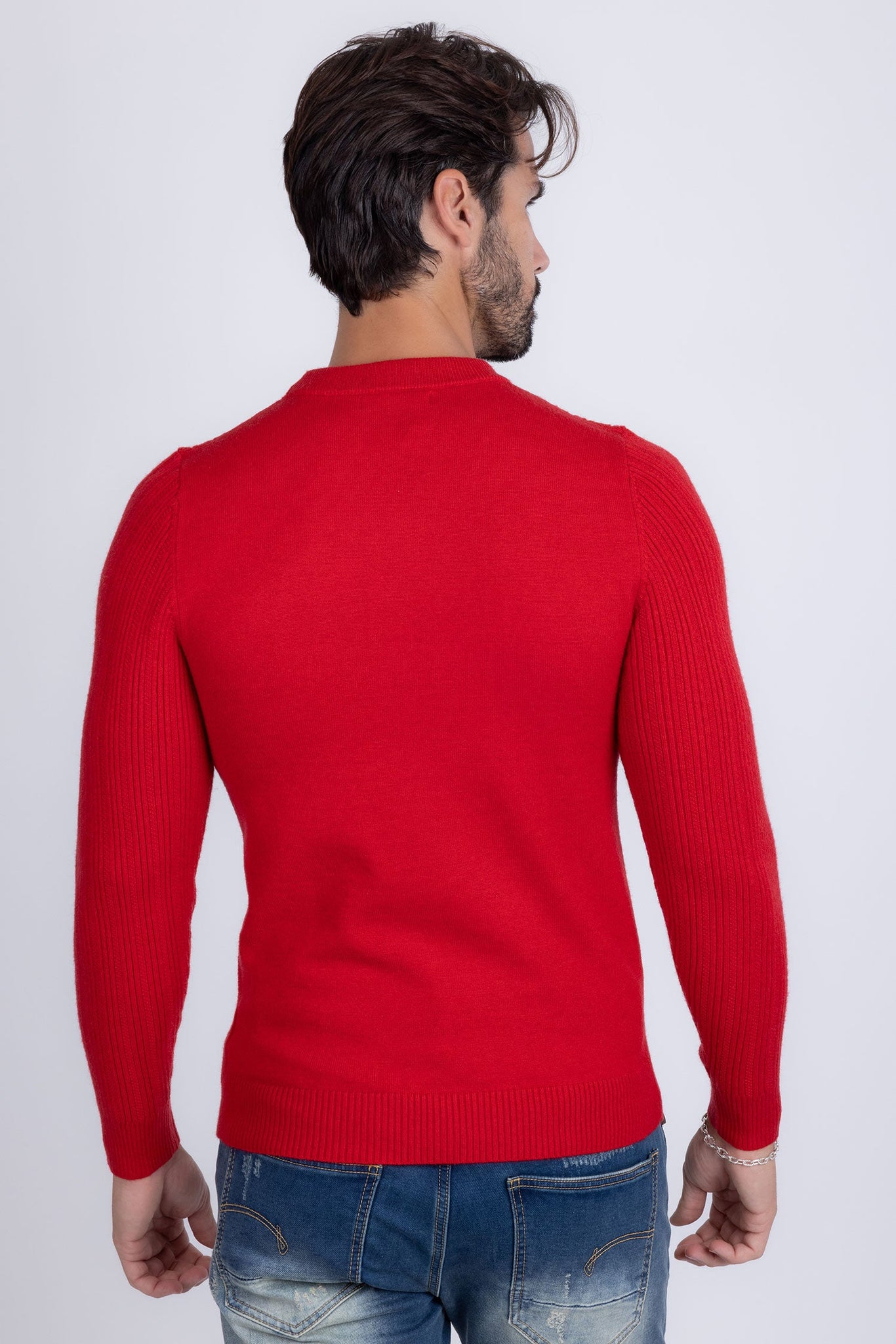 Barabas Wholesale Men's Embroidered Medusa Stretch Sweater 5PLS01 Red