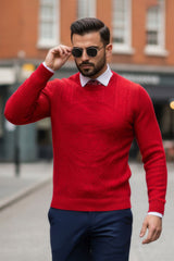 Barabas Men's Embroidered Medusa Stretch Sweater 5PLS01 Red