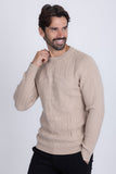 Barabas Wholesale Men's Embroidered Medusa Stretch Sweater 5PLS01 Stone