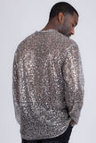 Barabas Wholesale Men's See Through Sequins V-Neck Long Sleeve Shirts 5PST01 Beige