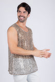 Barabas Wholesale Men's Semi-Sheer See Through Sequins Sleeveless Shirts 5PST03 Gold