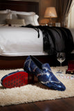 Barabas Wholesale Men's Shiny Geometric Sequin Leather Dress Shoes 5SH04 Navy Silver