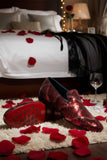 Barabas Wholesale Men's Shiny Geometric Sequin Leather Dress Shoes 5SH04 Red Black