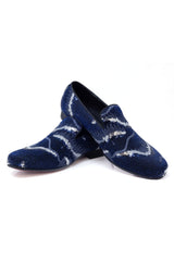 Barabas Wholesale Men's Shiny Geometric Sequin Leather Dress Shoes 5SH04 Blue