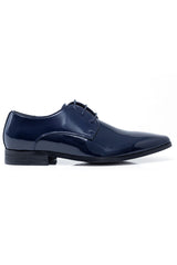 Barabas Wholesale Men's Shiny Solid Lace-up Leather Loafer Dress Shoes 5SH05 Navy