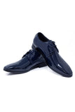 Barabas Wholesale Men's Shiny Solid Lace-up Leather Loafer Dress Shoes 5SH05 Navy