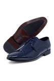 Barabas Wholesale Men's Shiny Solid Lace-up Leather Loafer Dress Shoes 5SH05 Navy