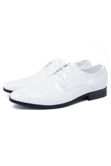 Barabas Wholesale Men's Shiny Solid Lace-up Leather Loafer Dress Shoes 5SH05 White