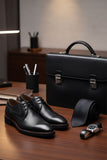 Barabas Wholesale Men's Textured Leather Lace-up Loafer Dress Shoes 5SH07 Black
