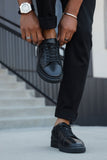 Barabas Wholesale Men's Checkered Lace-up Leather Sneakers 5SH09 Black