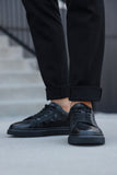 Barabas Wholesale Men's Checkered Lace-up Leather Sneakers 5SH09 Black