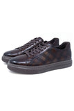 Barabas Wholesale Men's Checkered Lace-up Leather Sneakers 5SH09 Brown
