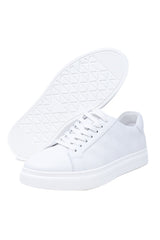 Barabas Wholesale Men's Checkered Lace-up Leather Sneakers 5SH09 White