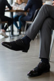 Barabas Wholesale Men's Shiny Suede Design Lace-up Leather Dress Shoes 5SH11 Black