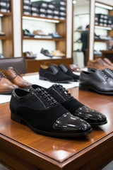 Barabas Wholesale Men's Shiny Suede Design Lace-up Leather Dress Shoes 5SH11 Black