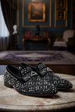 Barabas Wholesale Men's Geometric Shiny Rhinestone Design Leather Shoes 5SH12 Black Silver