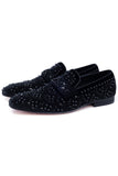 Barabas Wholesale Men's Geometric Shiny Rhinestone Design Leather Shoes 5SH12 Black
