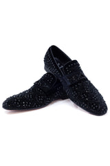 Barabas Wholesale Men's Geometric Shiny Rhinestone Design Leather Shoes 5SH12 Black